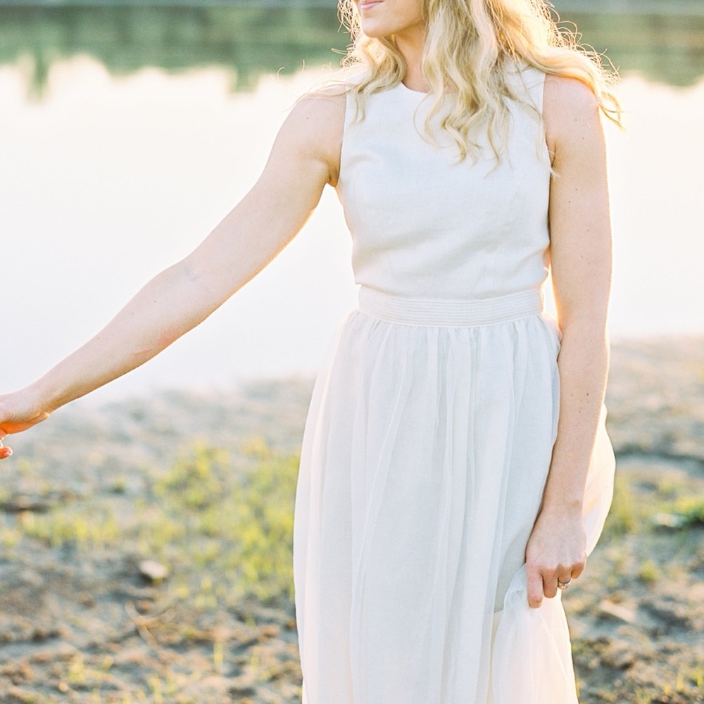Donna Morgan vintage ivory linen dress